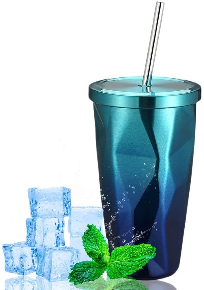 Steel Flask Tumbler with Steel Straw